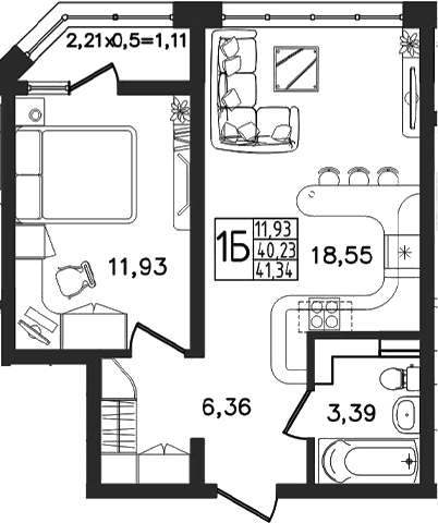 Продается 2-комн. квартира, 40.23 м²