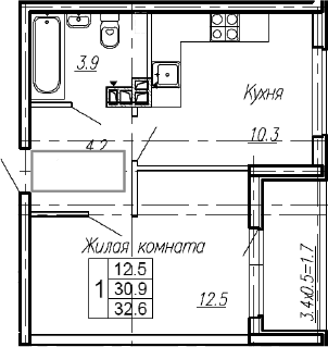 Продается 1-комн. квартира, 30.9 м²