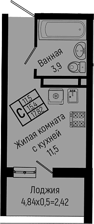 Продается 1-комн. квартира, 15.4 м²