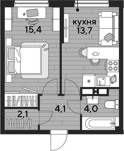 Продается 1-комн. квартира, 39.3 м²