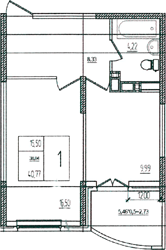 Продается 1-комн. квартира, 38.04 м²