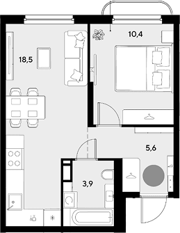 Продается 1-комн. квартира, 38.4 м²