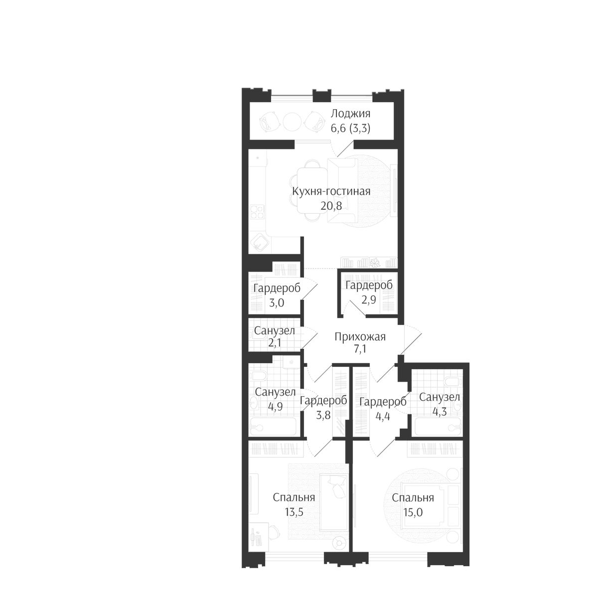 Продается 3-комн. квартира, 81.8 м²