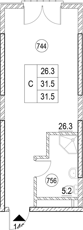 Продается 1-комн. квартира, 32.5 м²