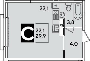 Продается 1-комн. квартира, 29.9 м²