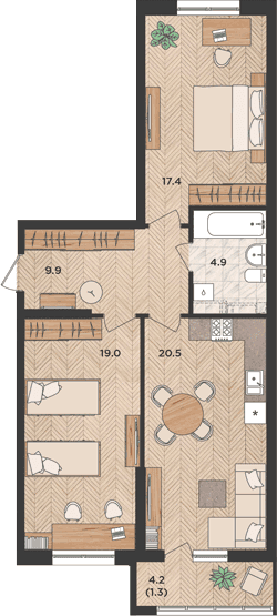 Продается 3-комн. квартира, 71.7 м²