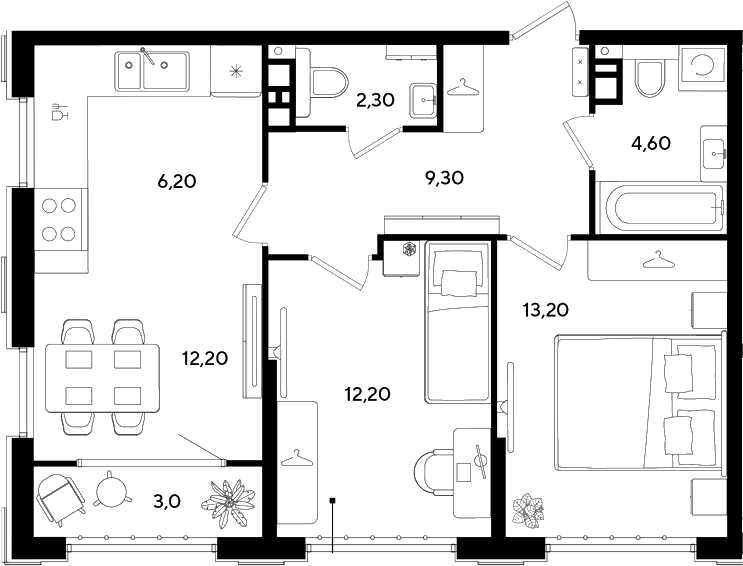Продается 2-комн. квартира, 60 м²