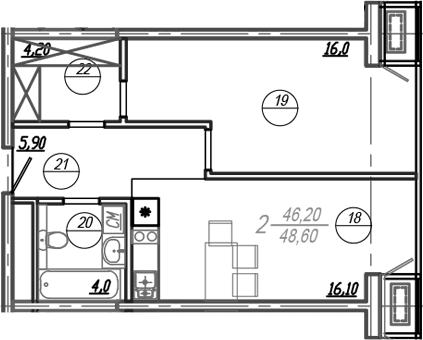 Продается 2-комн. квартира, 47.4 м²