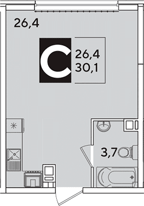 Продается 1-комн. квартира, 30.1 м²