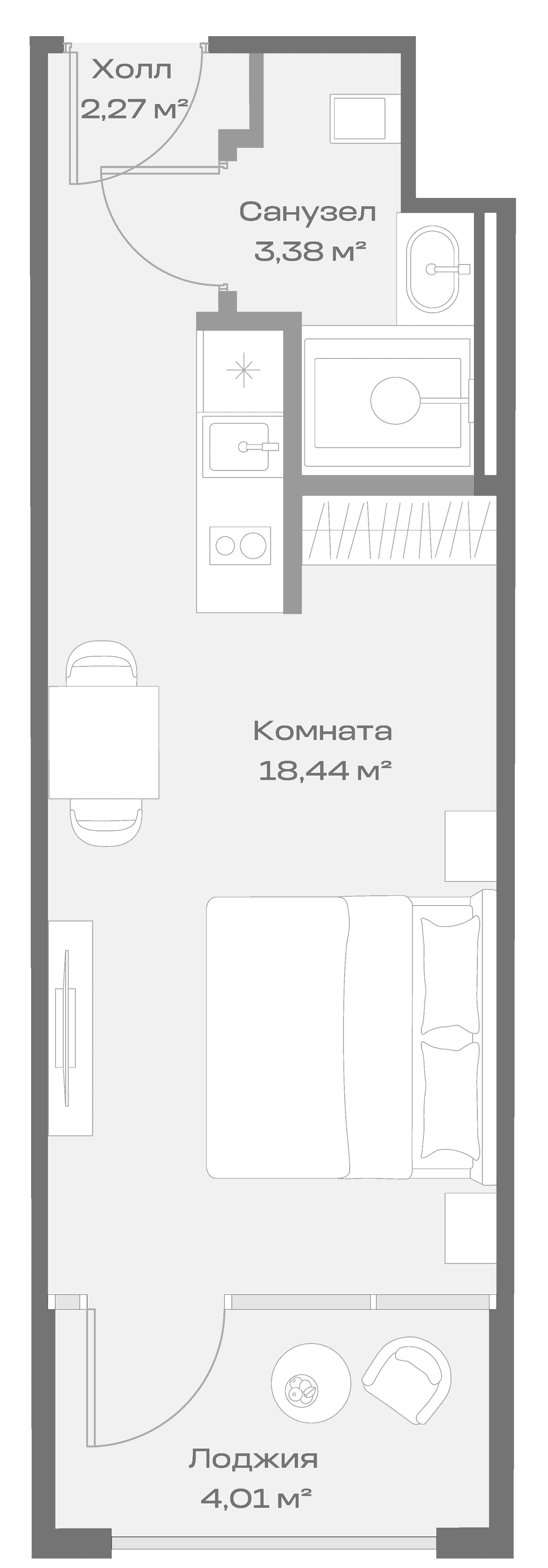 Продается 1-комн. квартира, 24.08 м²