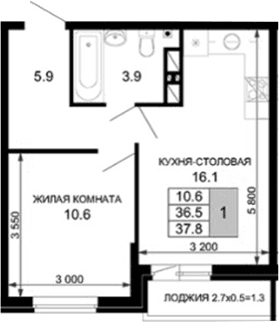 Продается 2-комн. квартира, 36.5 м²