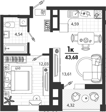 Продается 1-комн. квартира, 39.36 м²