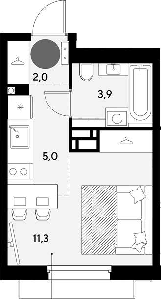 Продается 1-комн. квартира, 22.2 м²
