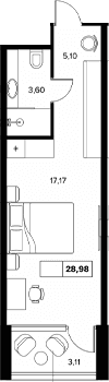 Продается 1-комн. квартира, 25.87 м²