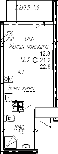 Продается 1-комн. квартира, 21.2 м²