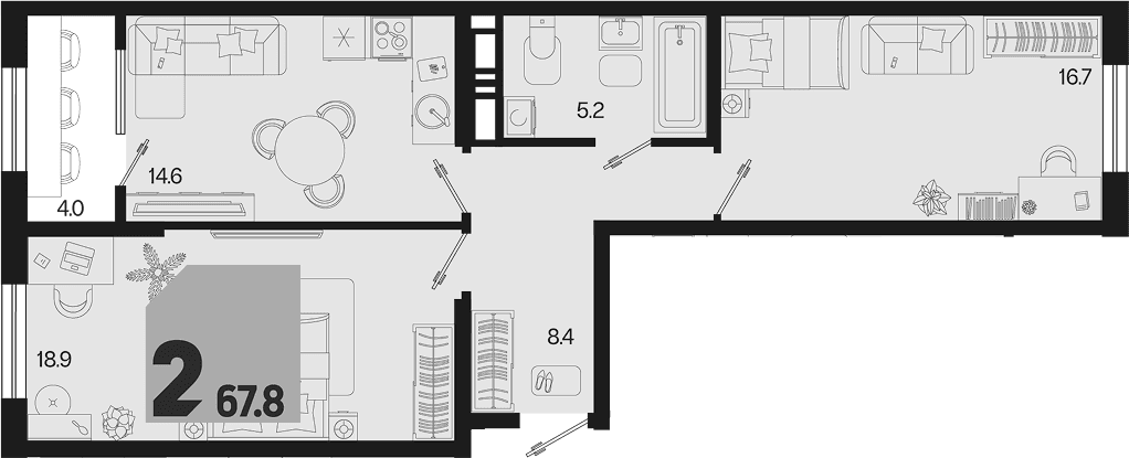 Продается 2-комн. квартира, 63.8 м²