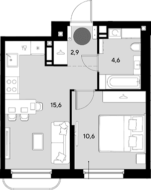 Продается 2-комн. квартира, 33.7 м²