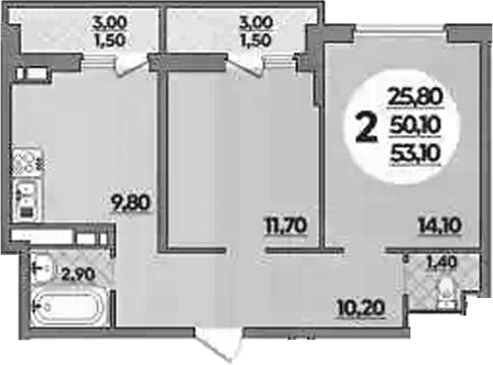 Продается 2-комн. квартира, 50.1 м²