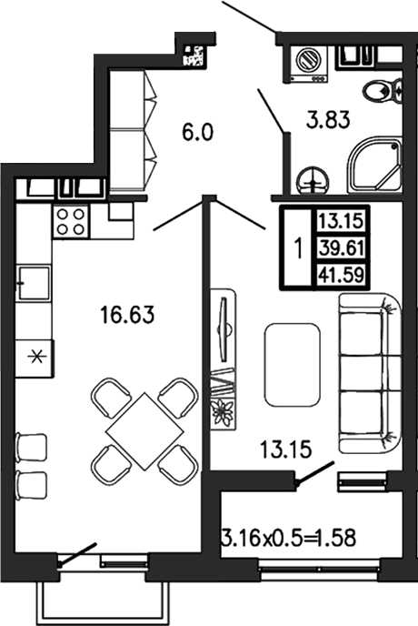 Продается 2-комн. квартира, 40.02 м²