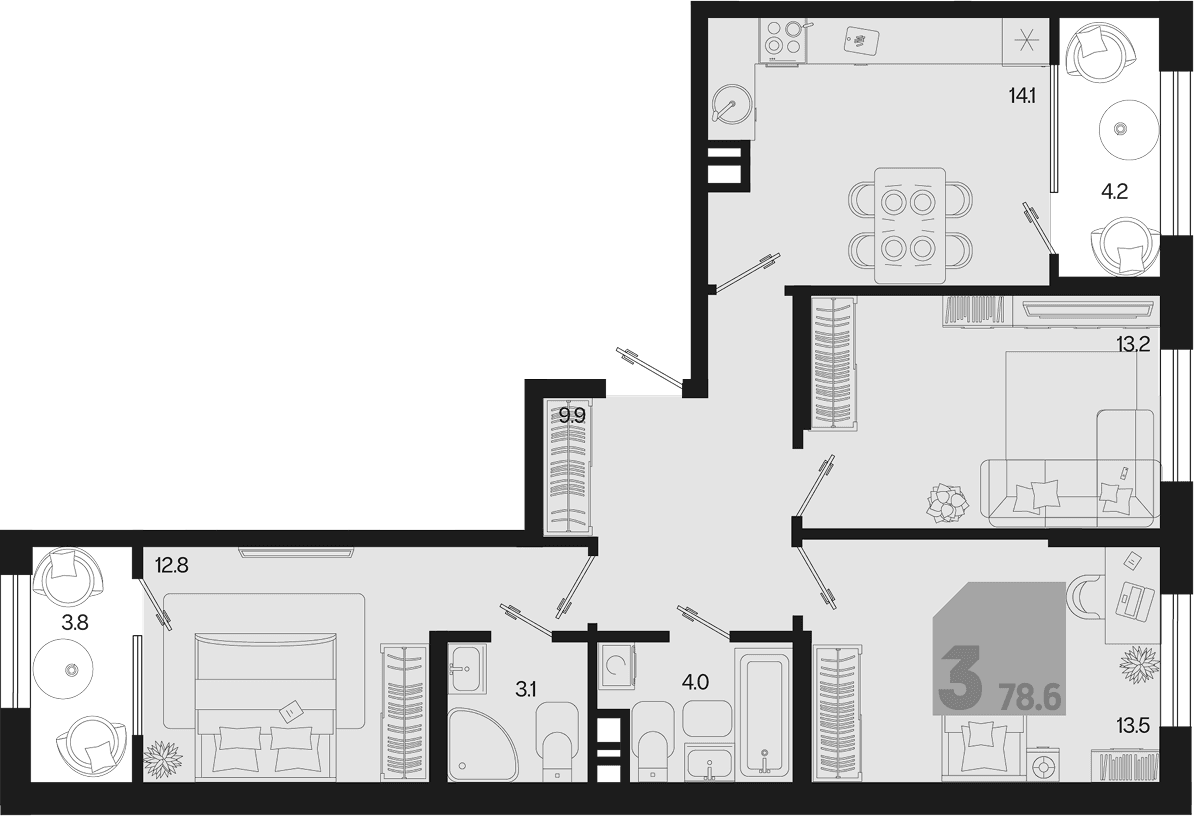 Продается 3-комн. квартира, 70.6 м²