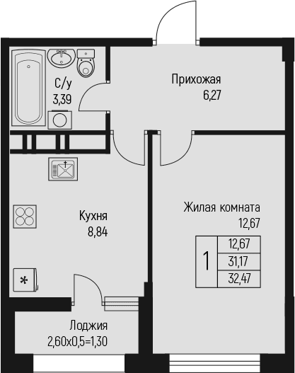 Продается 1-комн. квартира, 31.17 м²