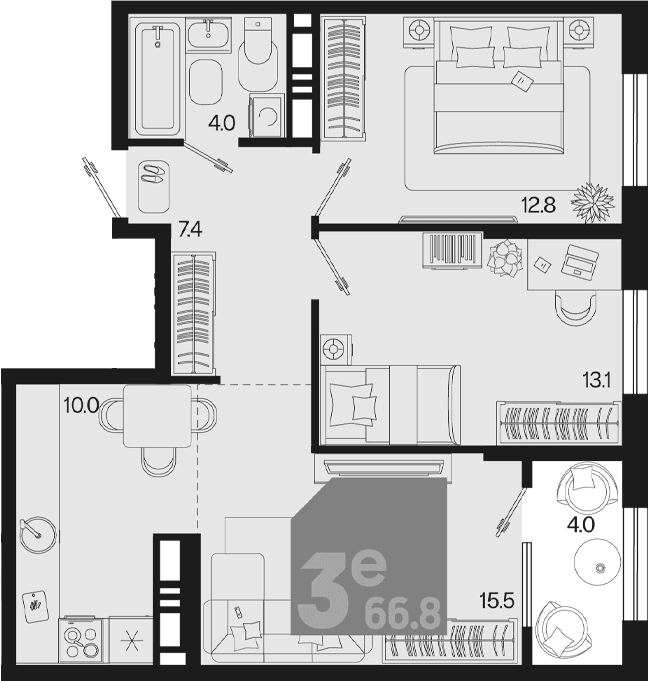 Продается 3-комн. квартира, 62.8 м²