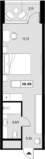 Продается 1-комн. квартира, 25.87 м²