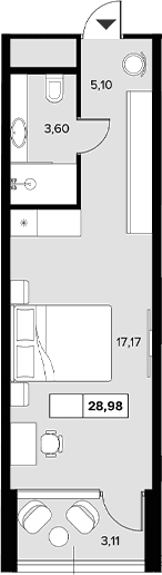 Продается 1-комн. квартира, 25.87 м²