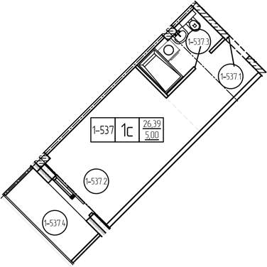 Продается 1-комн. квартира, 26.39 м²