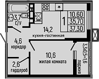 Продается 1-комн. квартира, 35.7 м²