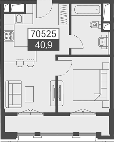 Продается 1-комн. квартира, 40.9 м²
