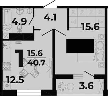 Продается 1-комн. квартира, 37.1 м²