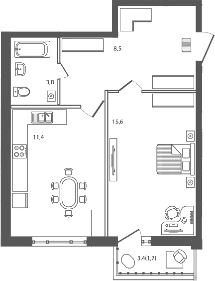 Продается 1-комн. квартира, 39.3 м²