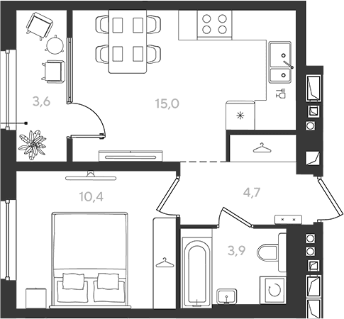 Продается 1-комн. квартира, 34 м²