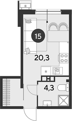 Продается 1-комн. квартира, 24.6 м²