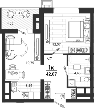 Продается 1-комн. квартира, 38.02 м²