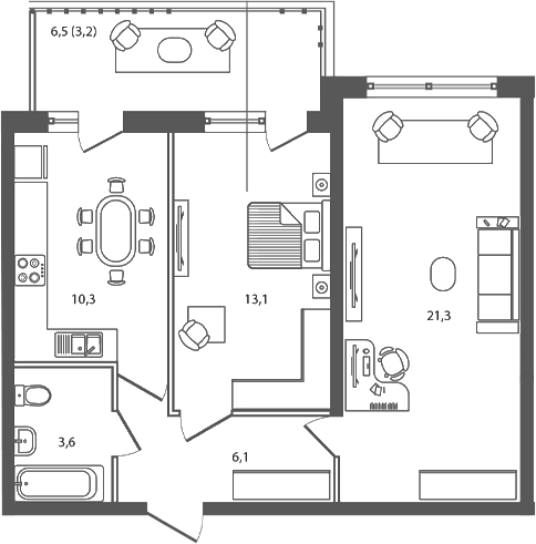 Продается 2-комн. квартира, 54.4 м²