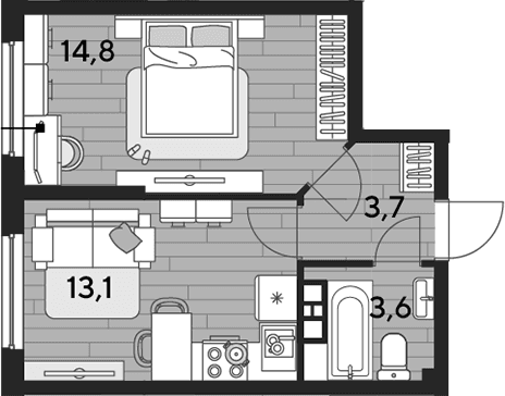 Продается 1-комн. квартира, 35.2 м²