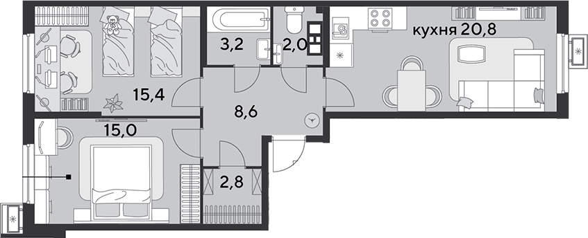 Продается 3-комн. квартира, 67.8 м²