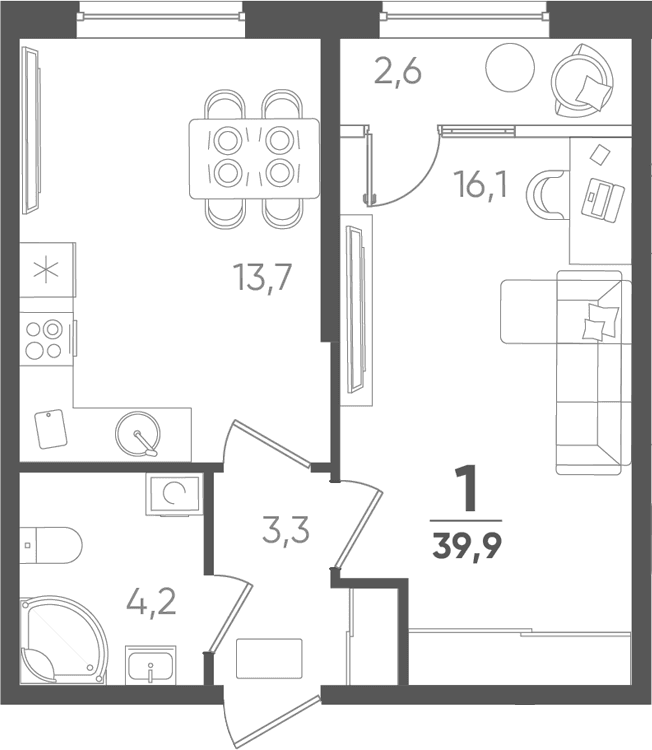Продается 1-комн. квартира, 37.3 м²