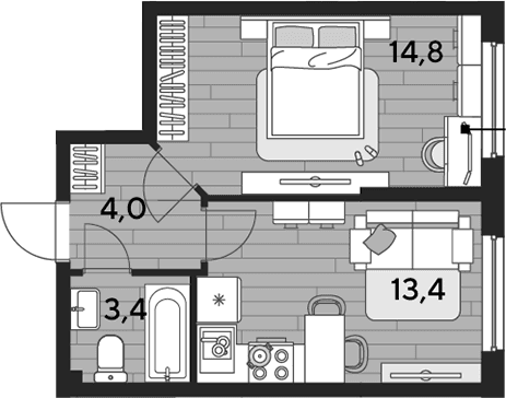 Продается 1-комн. квартира, 35.6 м²