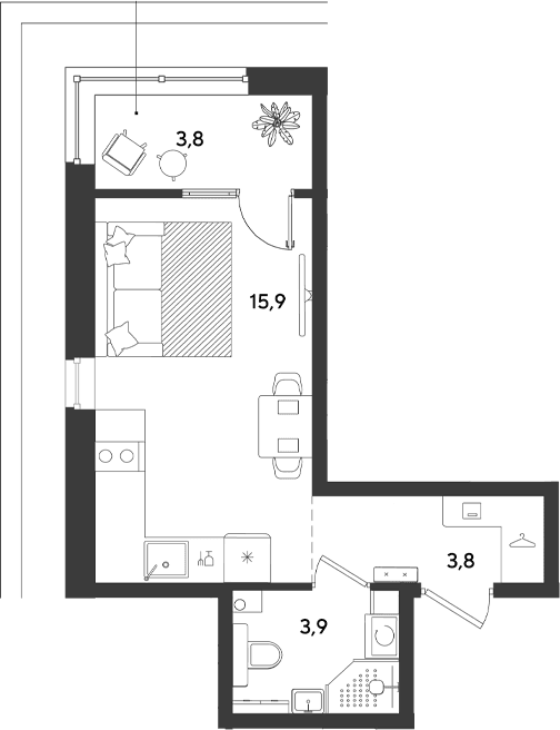 Продается 1-комн. квартира, 23.6 м²
