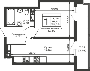 Продается 1-комн. квартира, 35.82 м²