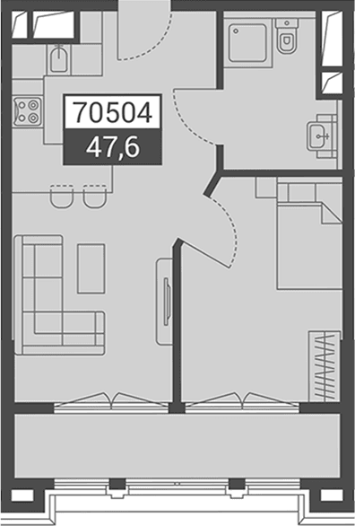 Продается 1-комн. квартира, 47.6 м²