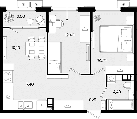 Продается 3-комн. квартира, 56.5 м²