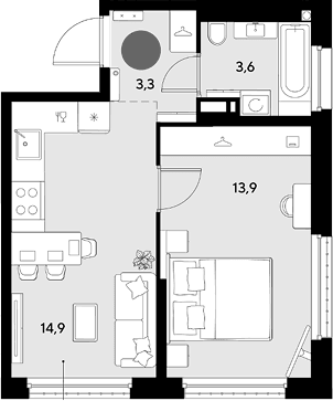 Продается 1-комн. квартира, 35.7 м²