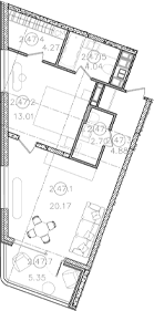 Продается 1-комн. квартира, 49.07 м²