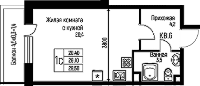 Продается 1-комн. квартира, 28.1 м²