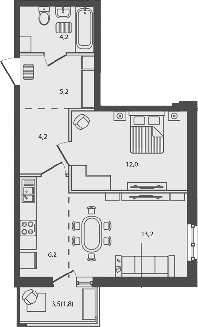 Продается 2-комн. квартира, 45 м²