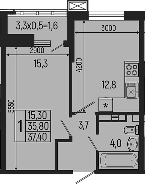 Продается 1-комн. квартира, 35.8 м²